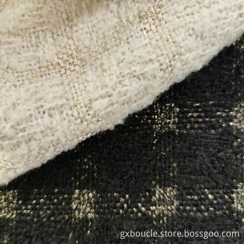 Boucle Fashion plaid design with Lurex yarn fabric